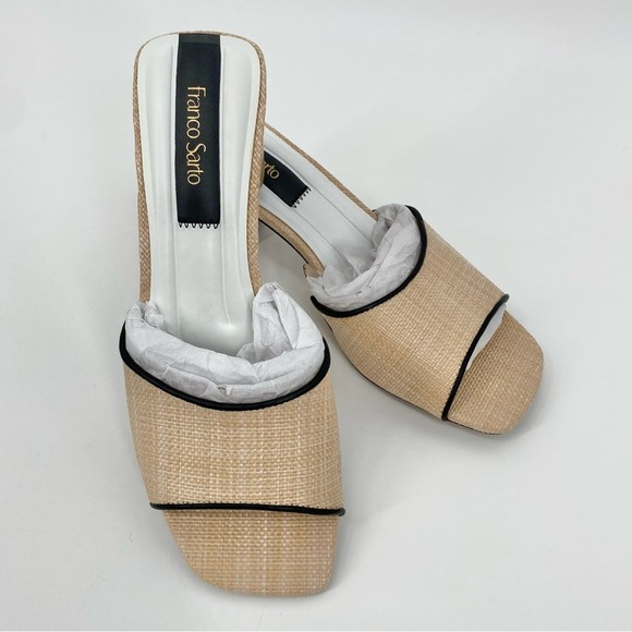 FRANCO SARTO NWOB Women's Linley Slide Sandal Heel Tan Size 6 Raffia - Picture 4 of 13